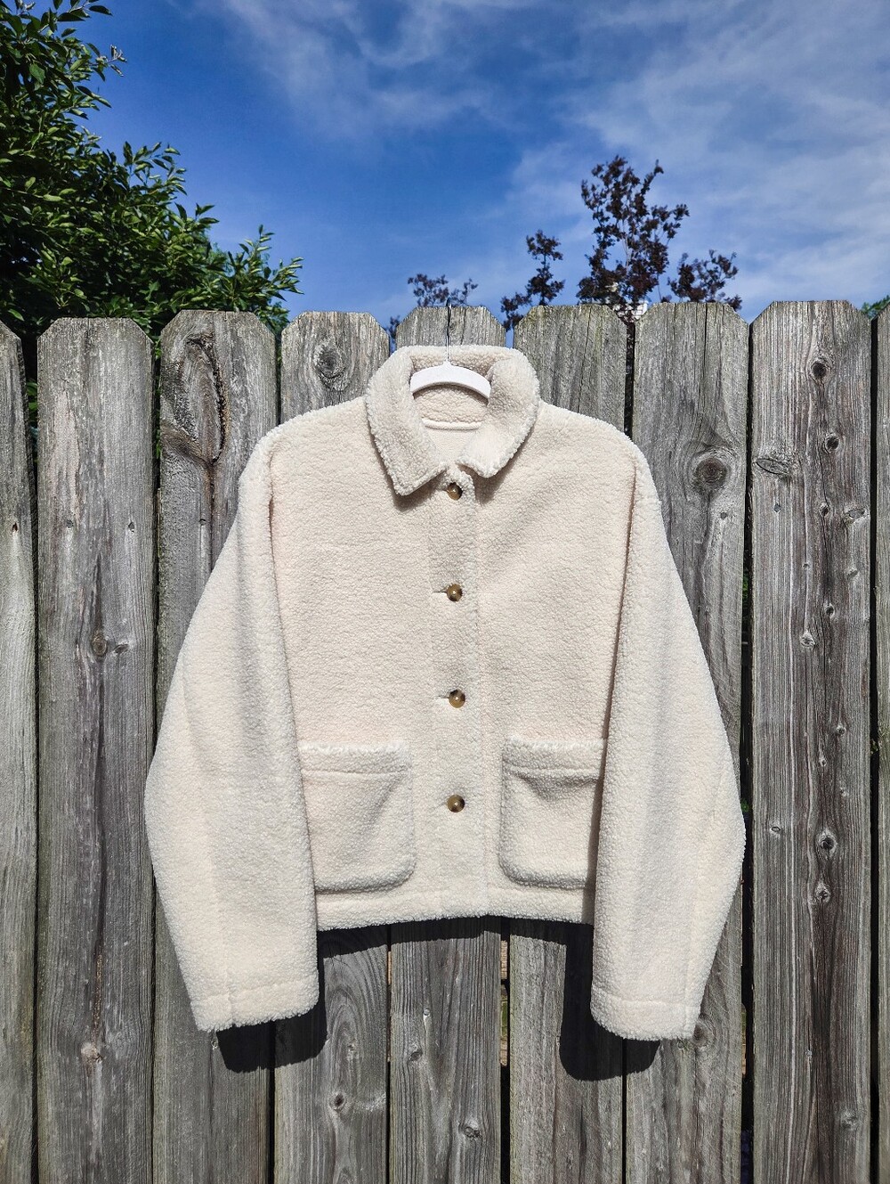 Uniqlo Windproof Outer Fleece Jacket, Cream, M